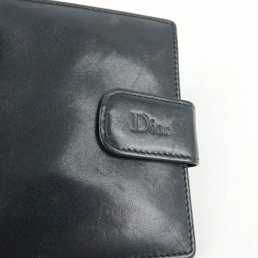 Christian Dior Cannage Lambskin Bi-fold Compact Wallet Black